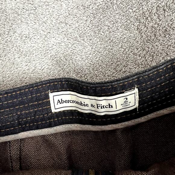 Abercrombie & Fitch Denim Mini Skirt Womens 2 Front Zip Dark Wash Y2K Style NWT - Picture 3 of 9